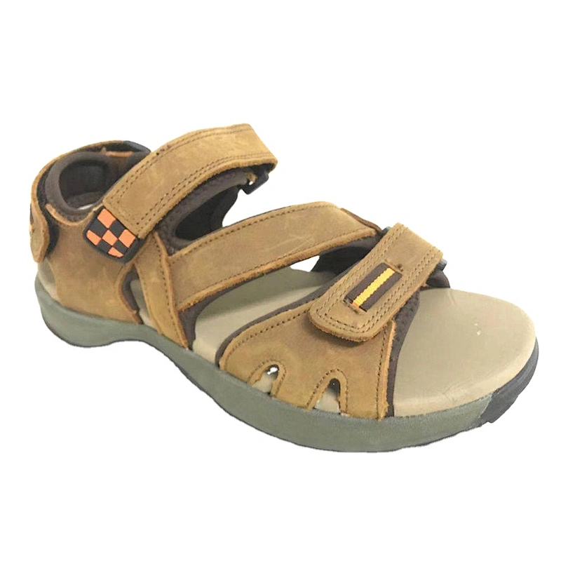 New Brown Color Slides Sandals Men Outdoor Beach Slippers Leather Sandals