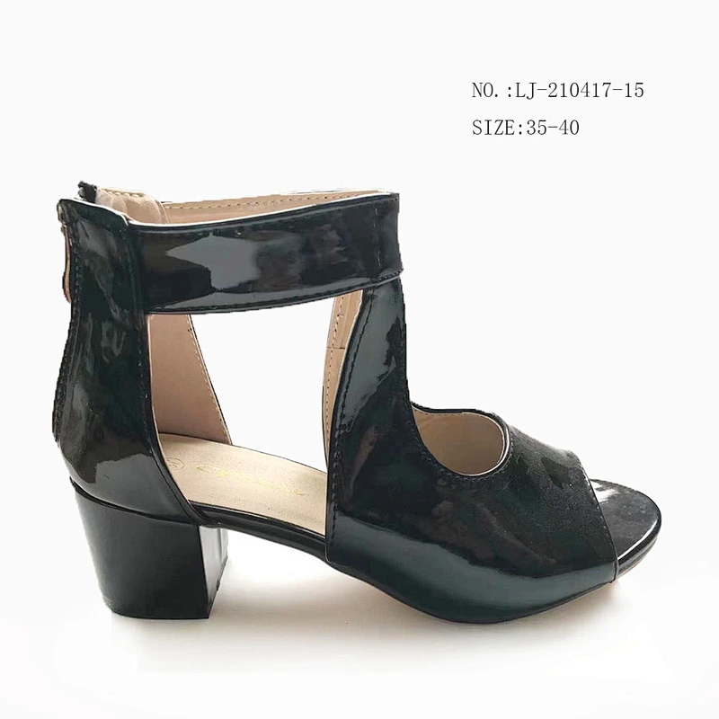 New Heel Chunky shoes Wholesale Women Slip On Buckle Chunky Heel PU Sandals custom shoes