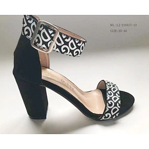 Custom black Color wedge ladies high Heels shoes chunky heel sandals custom shoes