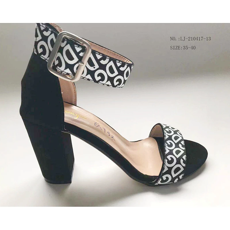 Custom black Color wedge ladies high Heels shoes chunky heel sandals custom shoes