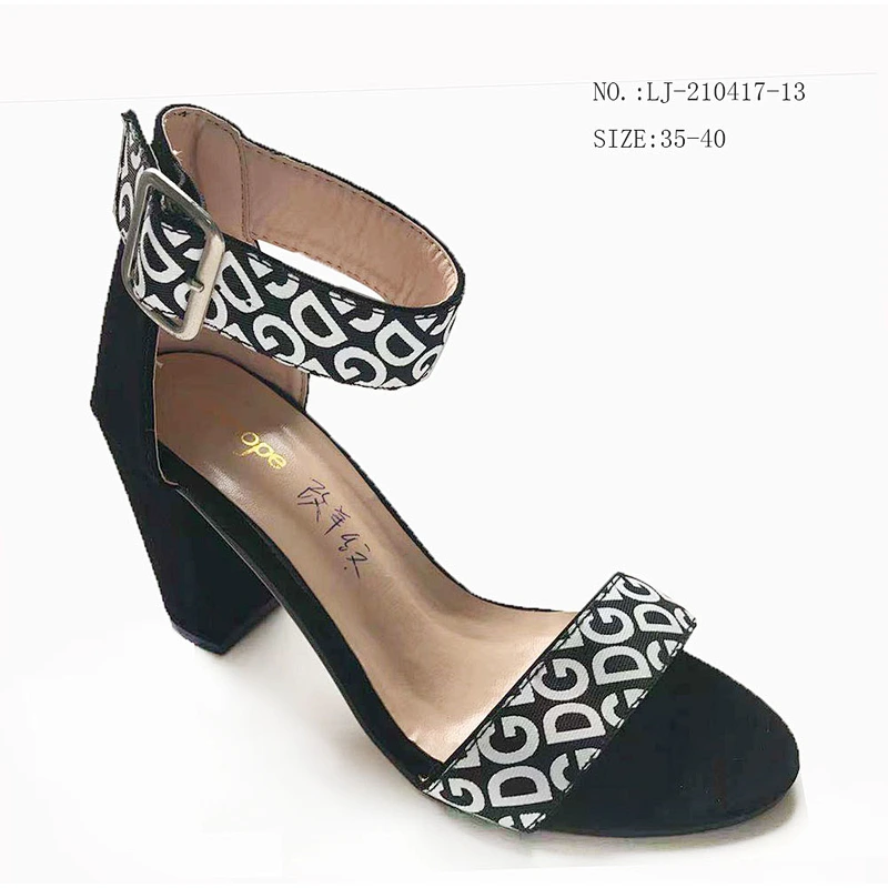 Custom black Color wedge ladies high Heels shoes chunky heel sandals custom shoes