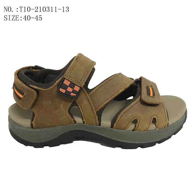 New Brown Color Slides Sandals Men Outdoor Beach Slippers Leather Sandals