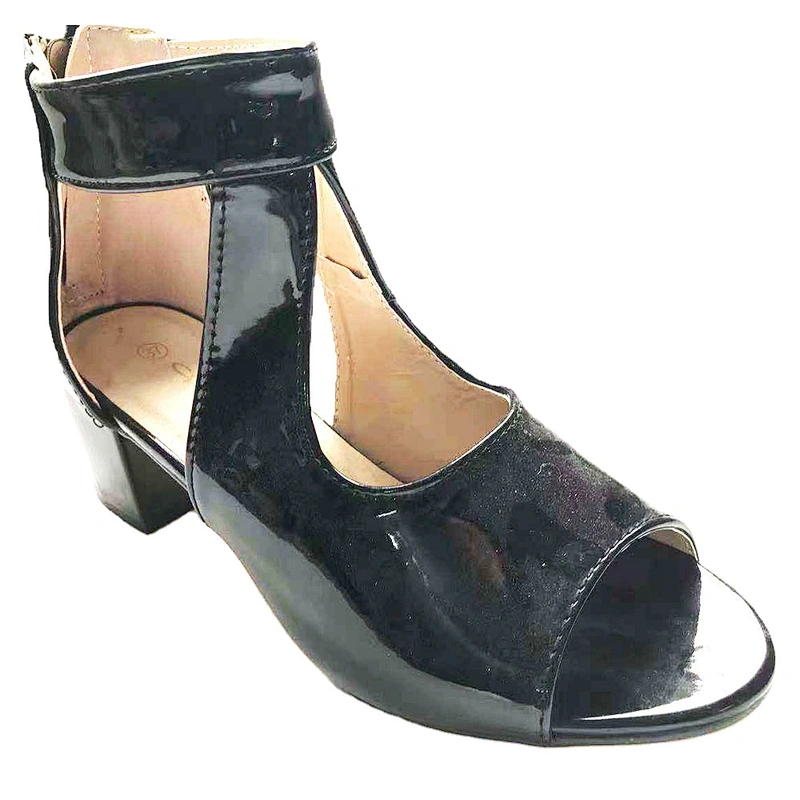 New Heel Chunky shoes Wholesale Women Slip On Buckle Chunky Heel PU Sandals custom shoes