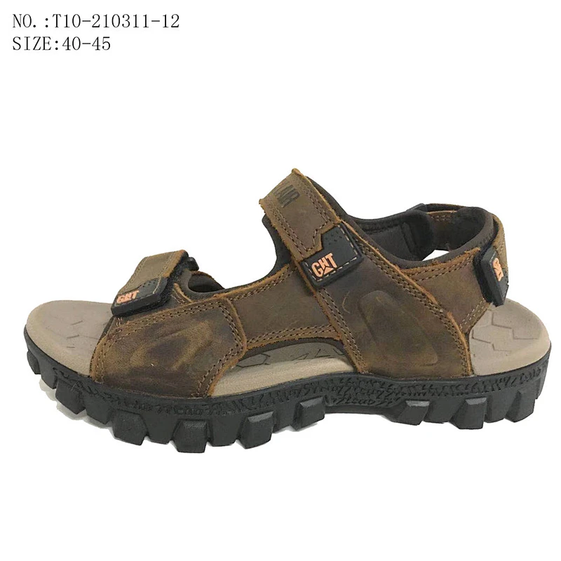 New Design Summer Men Strap Slide Outdoor Beach Slippers Leather Sandals