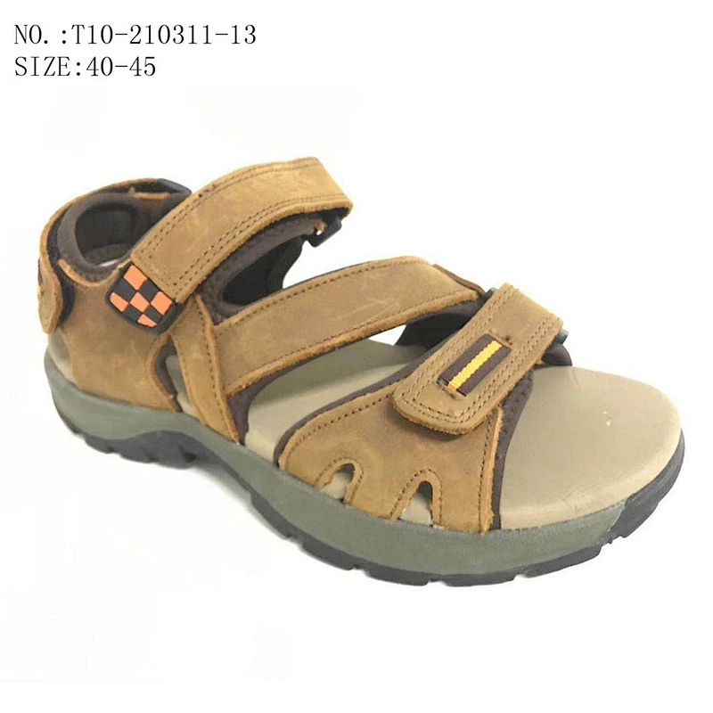 New Brown Color Slides Sandals Men Outdoor Beach Slippers Leather Sandals