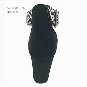 Custom black Color wedge ladies high Heels shoes chunky heel sandals custom shoes