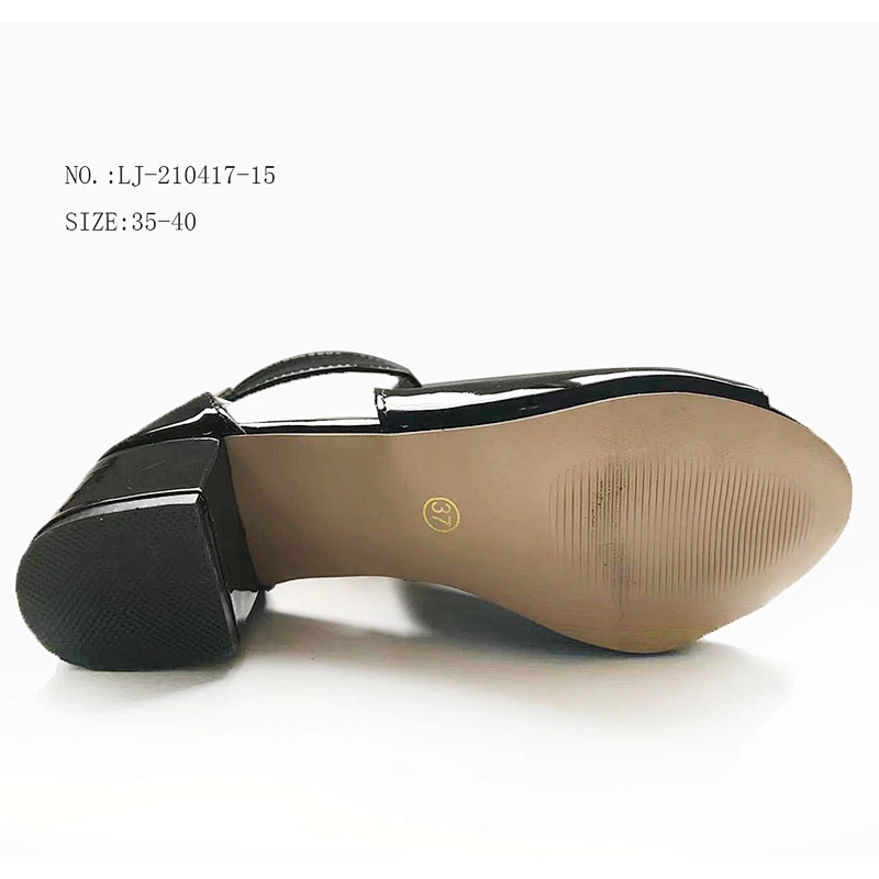 New Heel Chunky shoes Wholesale Women Slip On Buckle Chunky Heel PU Sandals custom shoes