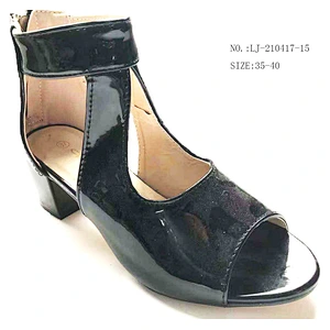 New Heel Chunky shoes Wholesale Women Slip On Buckle Chunky Heel PU Sandals custom shoes