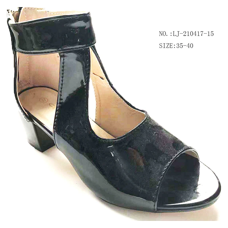 New Heel Chunky shoes Wholesale Women Slip On Buckle Chunky Heel PU Sandals custom shoes