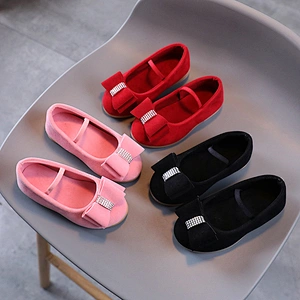 Hot style girl flat dress shoes children leather princess shoes