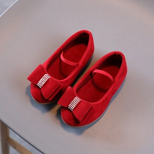 Hot style girl flat dress shoes children leather princess shoes