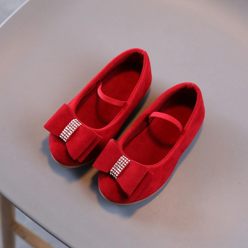 Hot style girl flat dress shoes children leather princess shoes