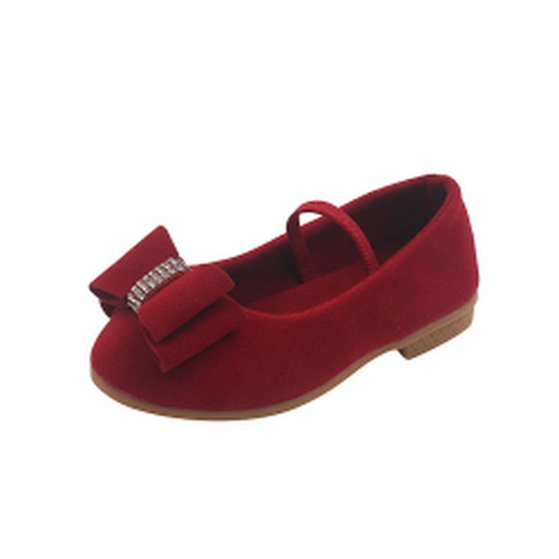 Hot style girl flat dress shoes children leather princess shoes