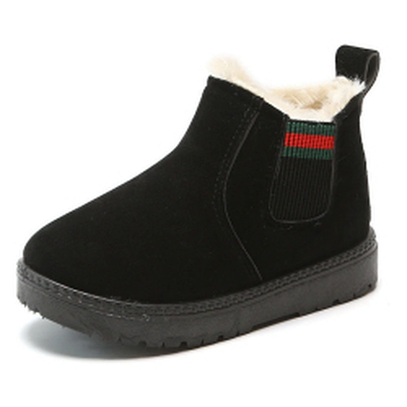 Winter warm casual plush children snow boots kids slip on with elastic straps