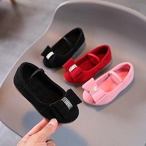 Hot style girl flat dress shoes children leather princess shoes
