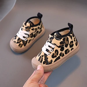 Fashion leopard casual baby canvas trendy shoes walking style shoes