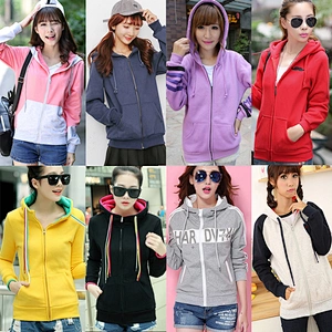 Mix design mix color women clothes fashion zipper hoodie stock