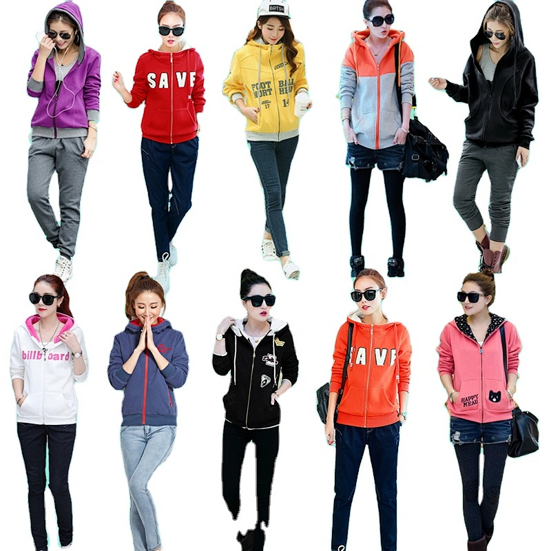 Mix design mix color women clothes fashion zipper hoodie stock