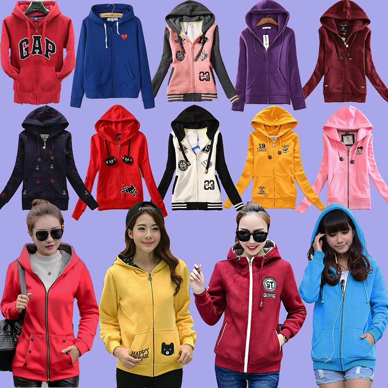 Mix design mix color women clothes fashion zipper hoodie stock