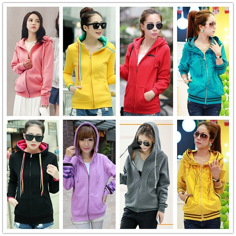 Mix design mix color women clothes fashion zipper hoodie stock