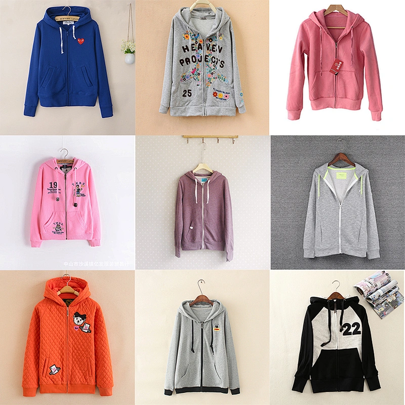 Mix design mix color women clothes fashion zipper hoodie stock