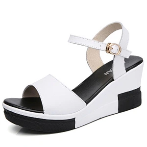 Women Sandals Leather Wedges Sandals Fashion Thick sandals