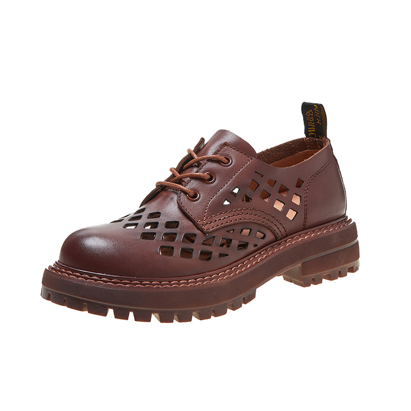 Women Leather Classic Lace Up Platform Chunky Oxfords Dress Pump Shoes