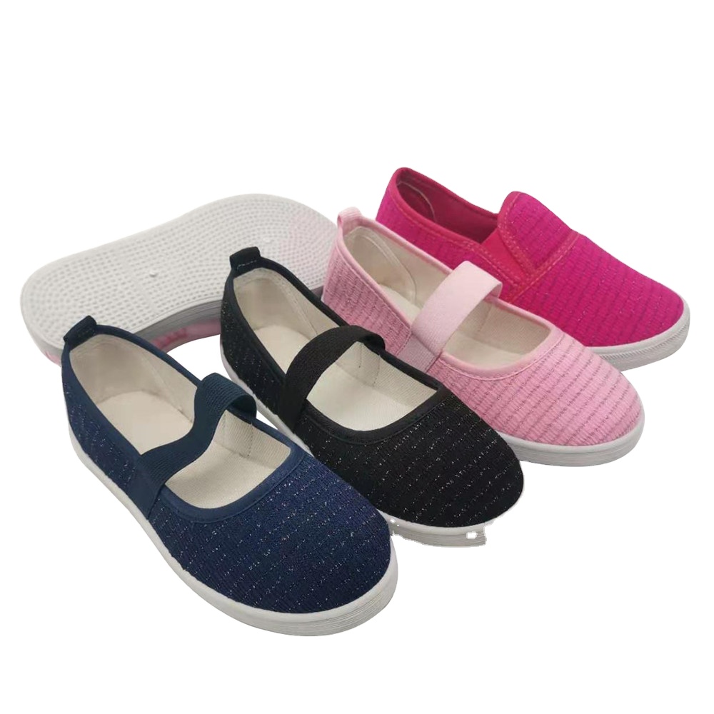 Factory OEM cheap Customize Good Quality Fashion Girls Children Injection Flat Dance Shoes Casual Canvas Shoes