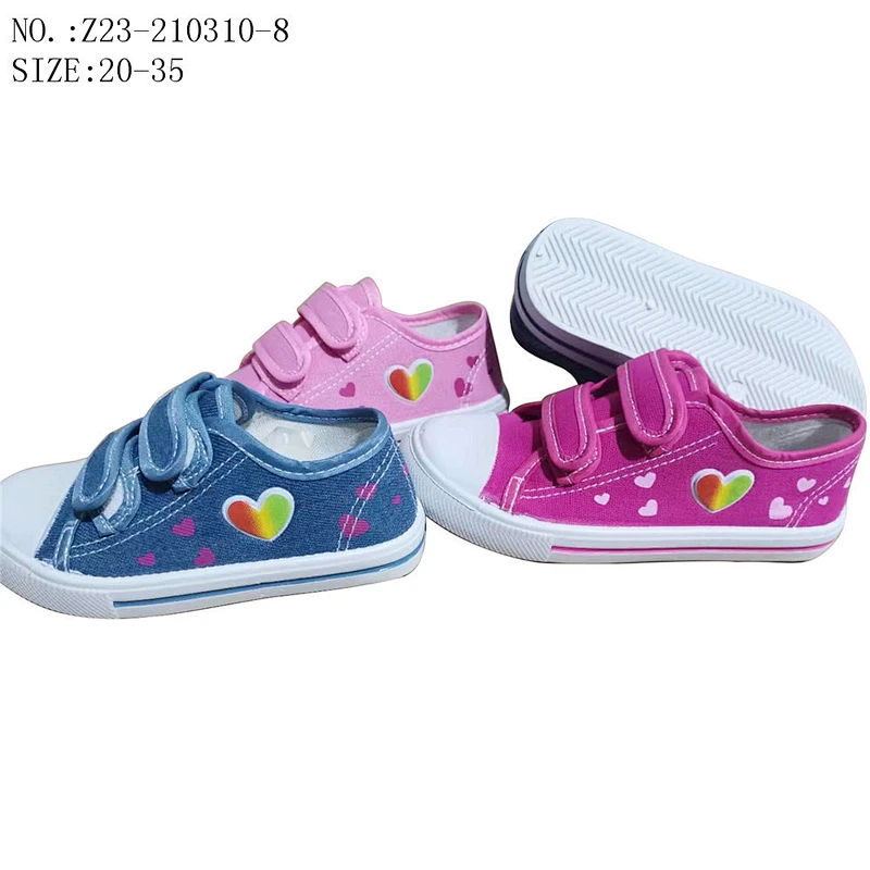Factory OEM cheap Customize New Custom Children Injection Students School Shoes Casual Canvas Shoes with Magic Tape