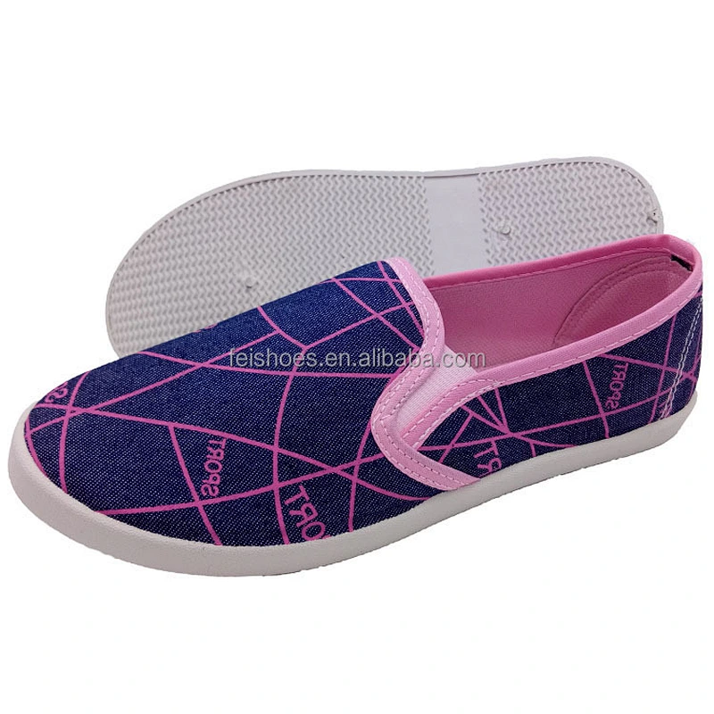 Lady shoes cheap price women slip on flat loafers casual canvas shoes with good price