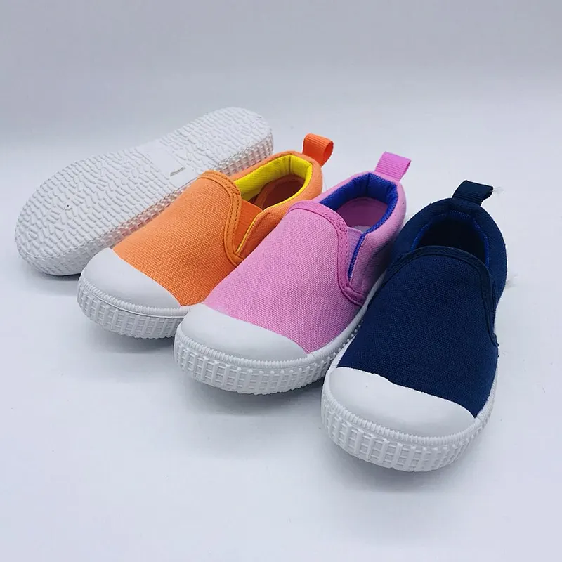 High quality fashion children slip on injection casual loafers canvas shoes