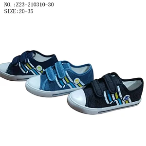 Factory OEM cheap Customize Three Colors Fashion Children School Shoes Students Casual Canvas Shoes with Magic Tape