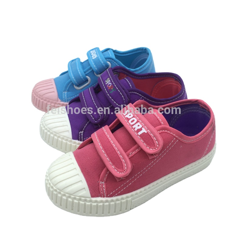 Customize Custom brand kids magic tape injection sneakers casual canvas shoes