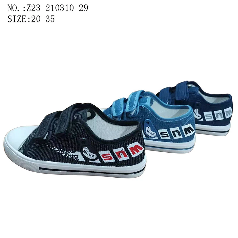 Factory OEM cheap Customize Three Colors Fashion Children School Shoes Students Casual Canvas Shoes with Magic Tape