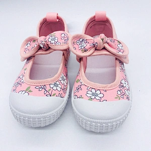 High Quality Bowknot Straps Children Injection Casual flat Canvas Shoes