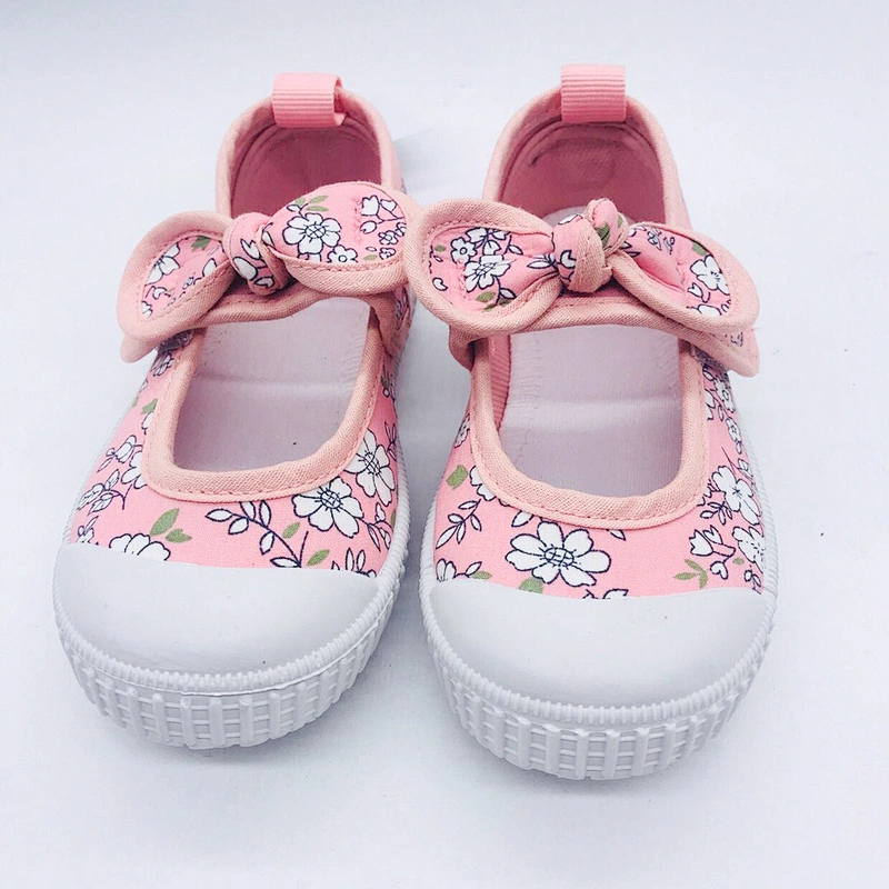 High Quality Bowknot Straps Children Injection Casual flat Canvas Shoes