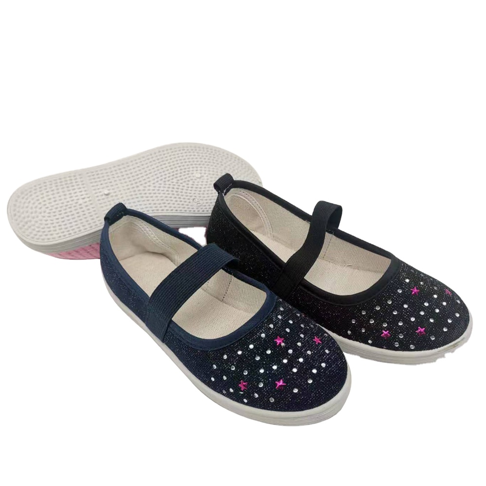 Factory OEM cheap Customize New Design Fashion Girls Children Injection Flat Dance Shoes Casual Canvas Shoes