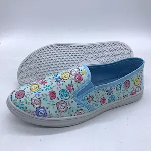Factory New design printing flower Injection canvas casual shoes for women