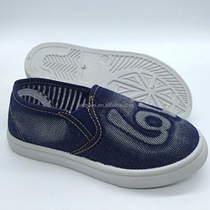 Fashion latest design children jeans casual flat canvas shoes