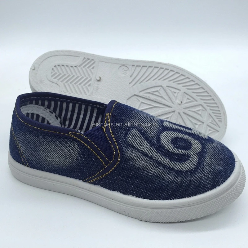 Fashion latest design children jeans casual flat canvas shoes