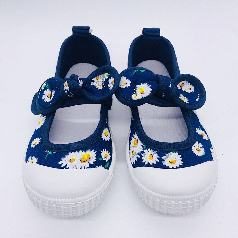 High Quality Bowknot Straps Children Injection Casual flat Canvas Shoes