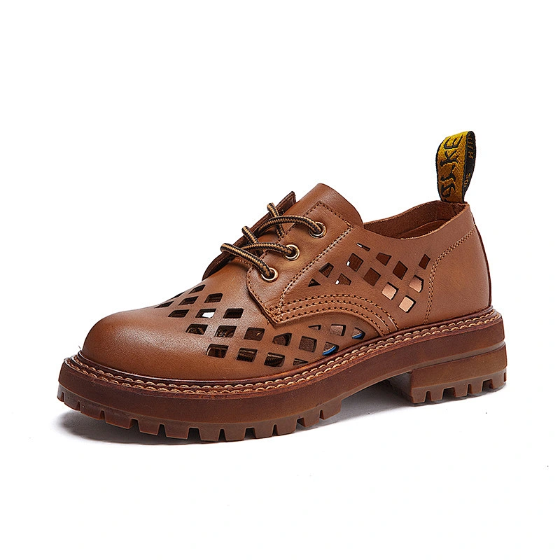 Women Leather Classic Lace Up Platform Chunky Oxfords Dress Pump Shoes