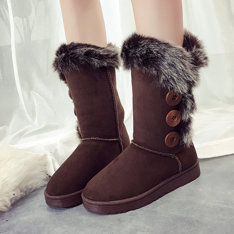 Winter Women Faux Fur High Boot Ladies Warm Snow Boots