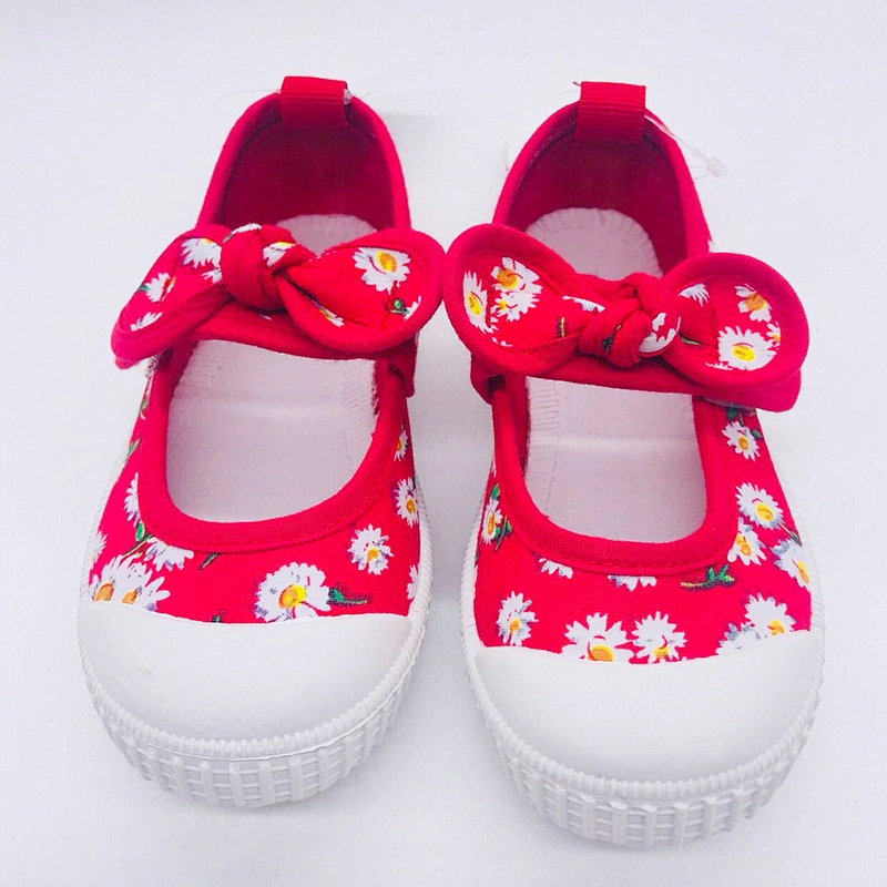 High Quality Bowknot Straps Children Injection Casual flat Canvas Shoes