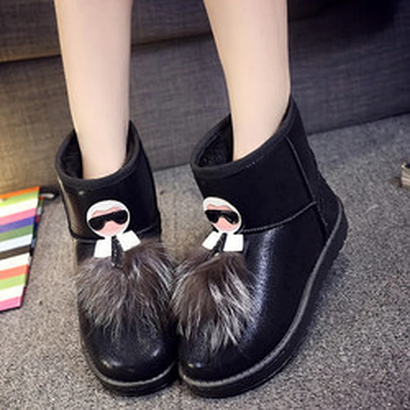 Ladies Warm Short Ankle Boots Women Winter Fur Snow Boots