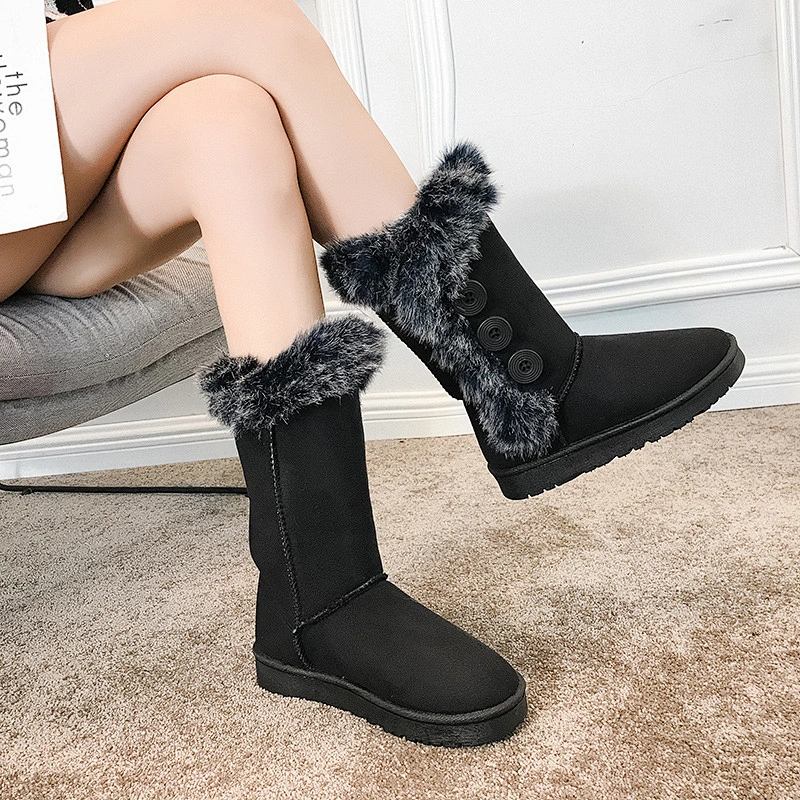 Winter Women Faux Fur High Boot Ladies Warm Snow Boots