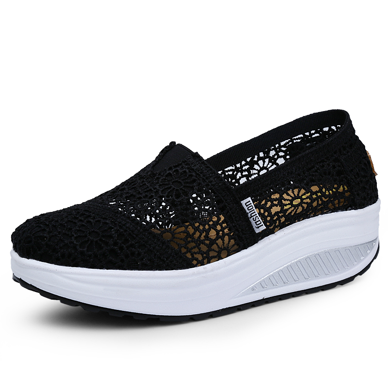 Women Wedge Shoes Breathable Sneakers Slip On Casual Walking Shoes