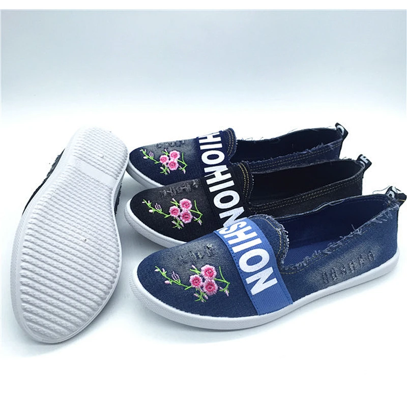 Customize Latest design lady jean injection shoes casual shoes canvas shoes