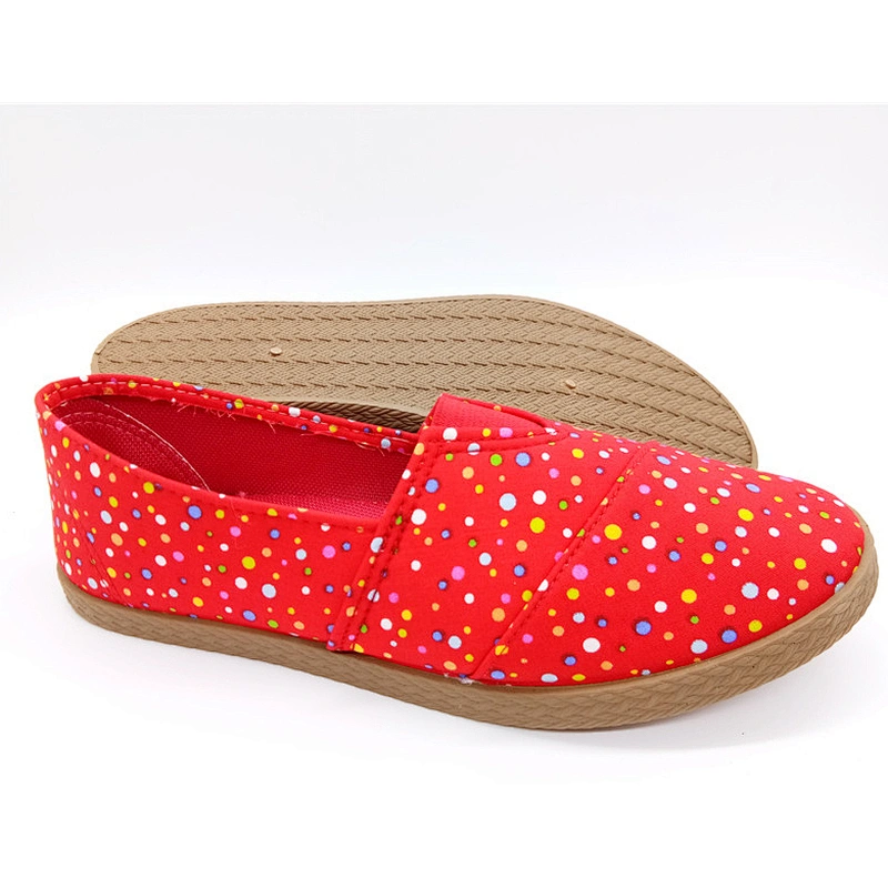 OEM Factory Customize Latest Style Cheap Women Injection Flat Casual Canvas Shoes with Customized
