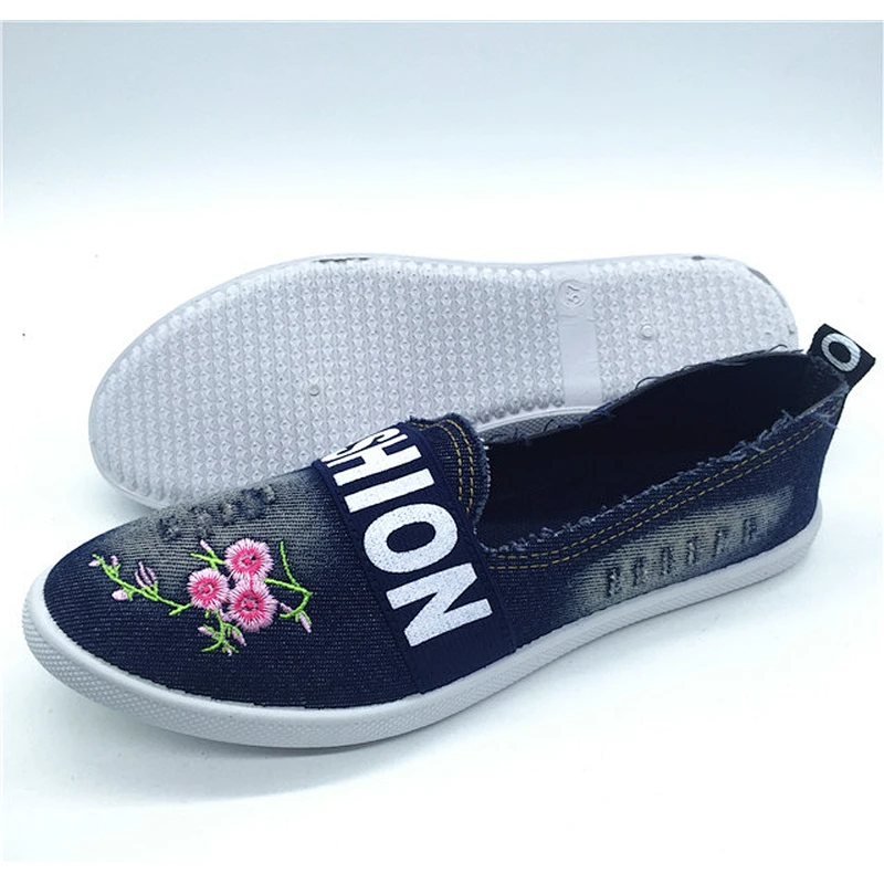 Customize Latest design lady jean injection shoes casual shoes canvas shoes